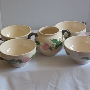 Franciscan Desert Rose Lot of 5 Pcs: 4 Cups & 1 Sugar Bowl Made in England & USA